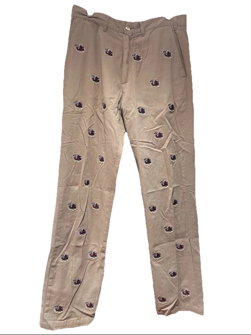 South Carolina Men's Embroidered Tan Pants - Classic Straight Fit